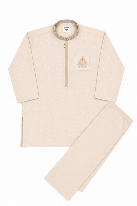 Elegant Cream Kurta Pajama – Kids Festive Wear