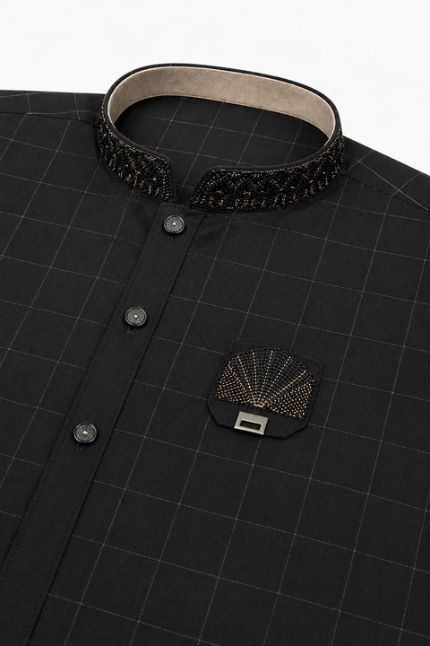 Elegant Black Kurta Set for Kids – Classic Eastern Style
