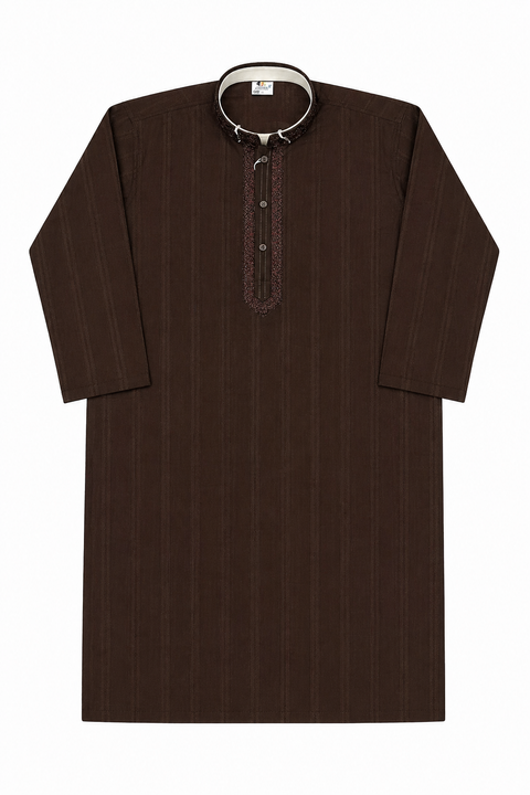 Classic Dark Brown Kids Kurta Pajama – Elegant Traditional Wear