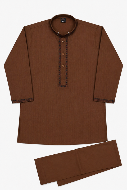 Premium Brown Kurta Pajama Set for Kids – Elegant Traditional Wear
