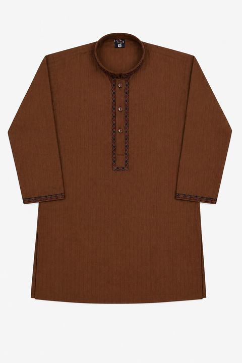 Premium Brown Kurta Pajama Set for Kids – Elegant Traditional Wear