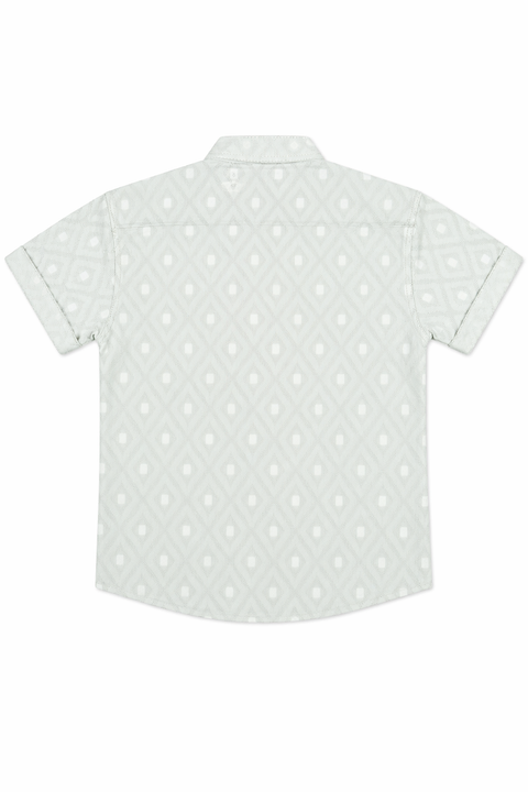 Boys Light Mint Green Shirt, Graphic Tee & Red Cargo Shorts 3-Piece Summer Outfit Set