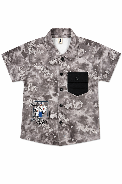 Boys “Think You!” Printed Shirt & Shorts 3-Piece Casual Summer Set