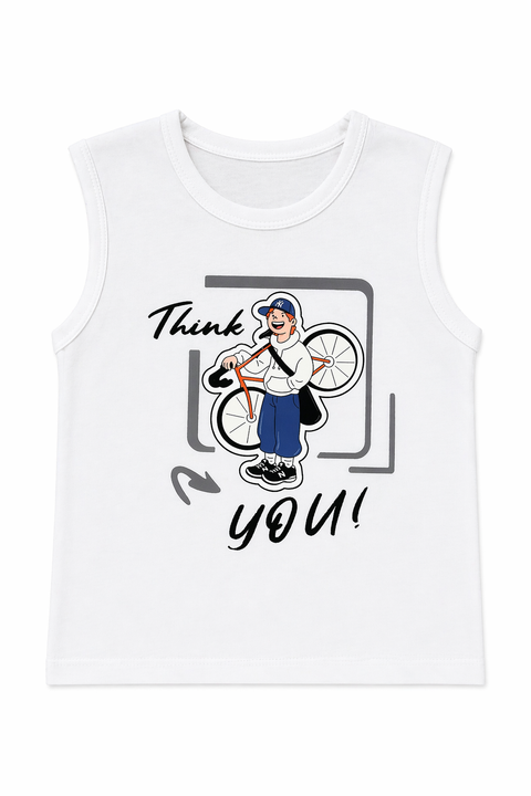 Boys “Think You!” Printed Shirt & Shorts 3-Piece Casual Summer Set
