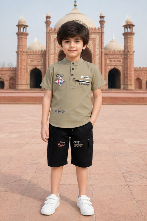Kids Summer Outfit Set – Stylish Shirt, Tank Top & Shorts Combo (3PCS)