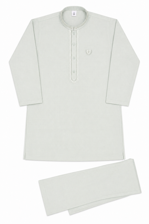 Elegant Light Grey Kurta Pajama for Kids – Classic Festive Wear