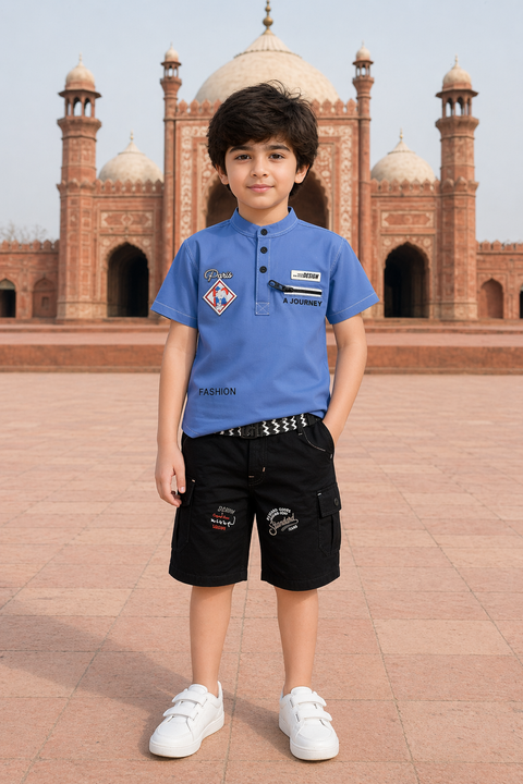 Kids Summer Outfit Set – Stylish Shirt, Tank Top & Shorts Combo (3PCS)