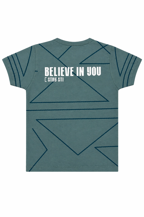 Boys Trendy Teal T-Shirt & Dark Denim Shorts Set – Summer Outfit