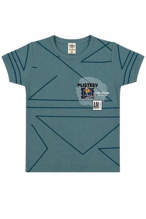Boys Trendy Teal T-Shirt & Dark Denim Shorts Set – Summer Outfit