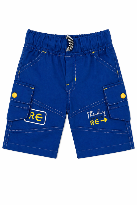 Kids Trendy Graphic Co-ord Set – Yellow Tee & Blue Cargo Shorts