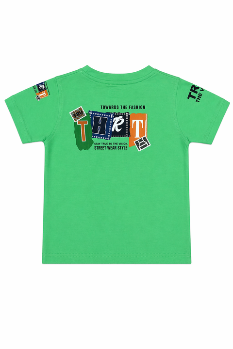 Kids Street Style Co-ord Set – Green Graphic Tee & Black Cargo Shorts