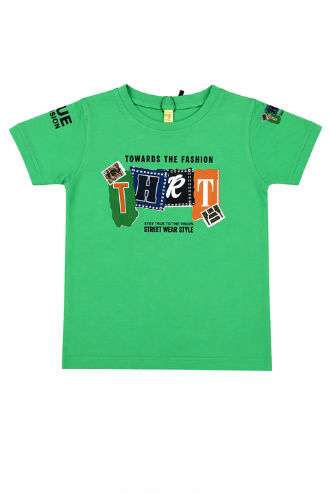 Kids Street Style Co-ord Set – Green Graphic Tee & Black Cargo Shorts