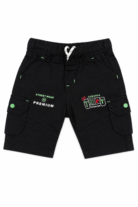 Kids Street Style Co-ord Set – Green Graphic Tee & Black Cargo Shorts