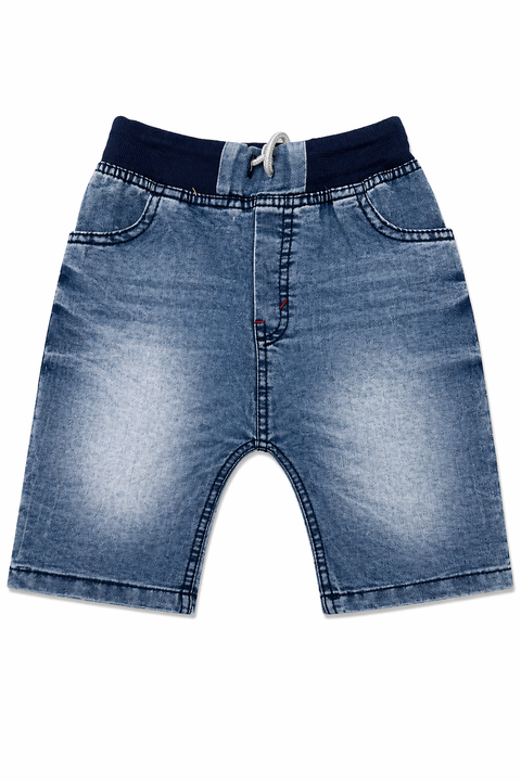 Kids Casual Graphic Co-ord Set – Yellow “Guess Denim” Tee & Blue Shorts
