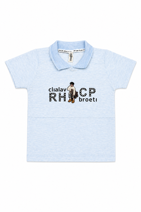 Boys Casual Polo T-Shirt & Denim Shorts Set – Light Blue & Dark Wash