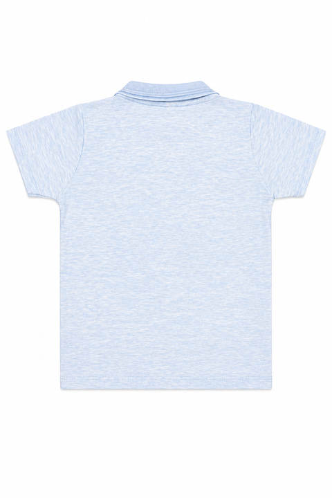 Boys Casual Polo T-Shirt & Denim Shorts Set – Light Blue & Dark Wash