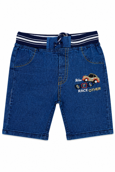 Boys Casual Summer Outfit Set – Cream Graphic T-Shirt with Denim Shorts