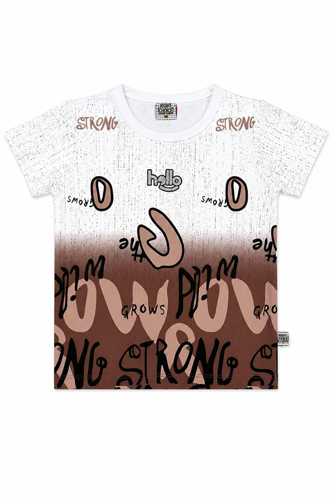 Boys Summer Outfit – Strong Print Tee with Denim Shorts