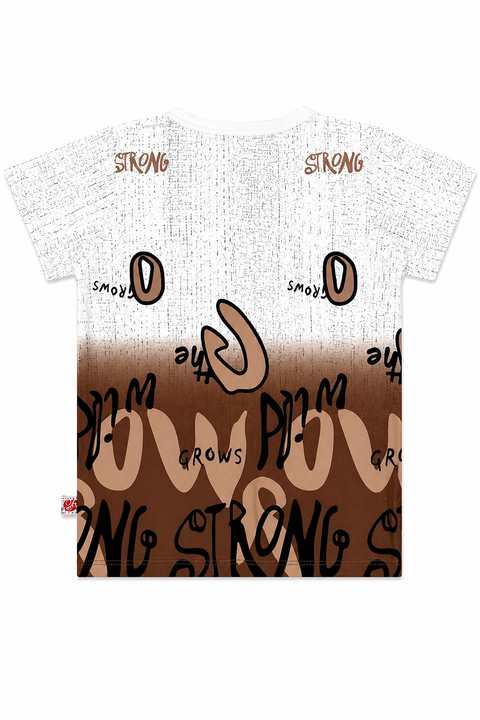 Boys Summer Outfit – Strong Print Tee with Denim Shorts