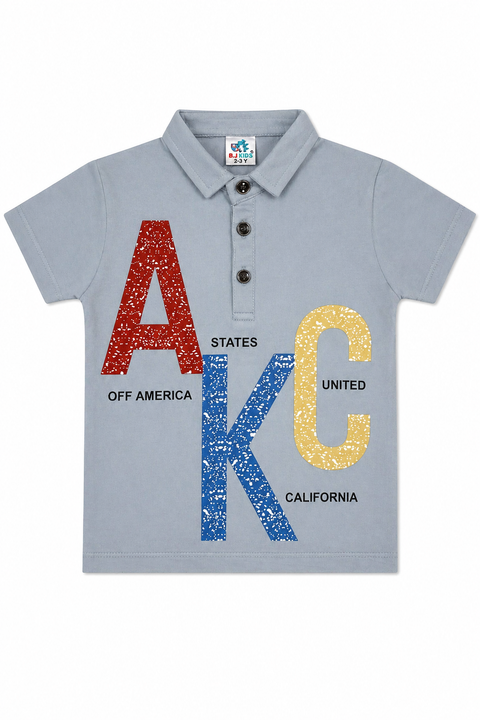 Boys Casual Summer Outfit Set – Printed Polo T-Shirt & Denim Shorts