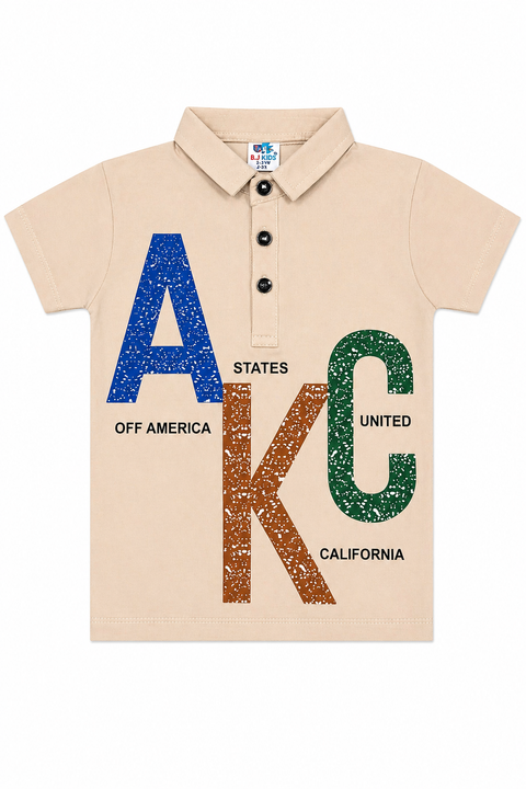 Boys Casual Summer Outfit Set – Printed Polo T-Shirt & Denim Shorts