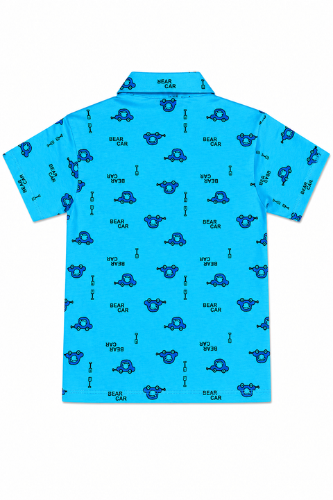 “Kids Smart Casual Blue Shirt & Black Shorts Set with Tie”