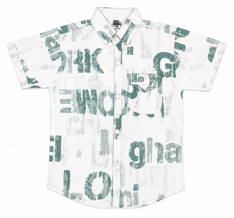 Boys Premium Printed Co-Ord Set – Green & White Summer Outfit