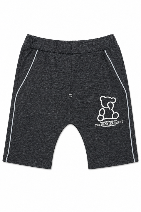 Stylish Beige Graphic T-Shirt & Grey Shorts Kids Set