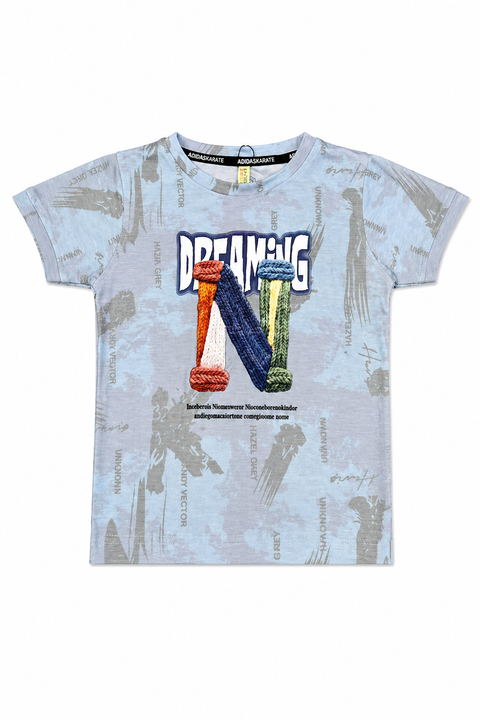 Dreaming “N” Graphic T-Shirt & Denim Shorts Set for Kids