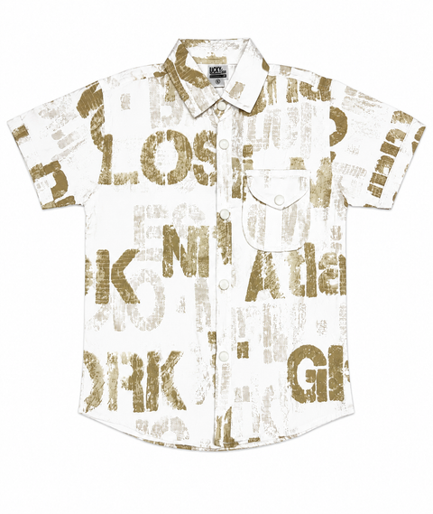 Boys Beige Printed Co-Ord Set – Stylish Summer 2 Piece Outfit
