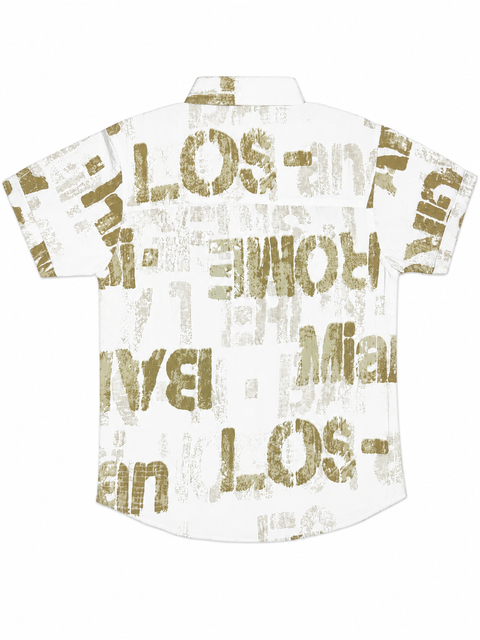 Boys Beige Printed Co-Ord Set – Stylish Summer 2 Piece Outfit