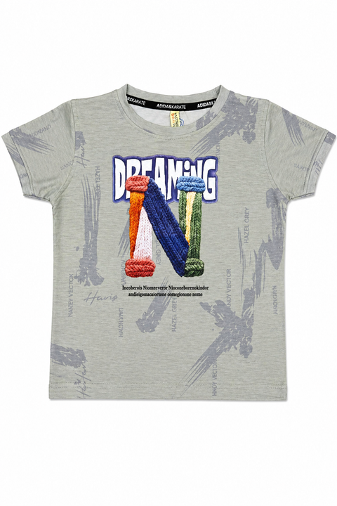 Dreaming “N” Graphic T-Shirt & Denim Shorts Set for Kids