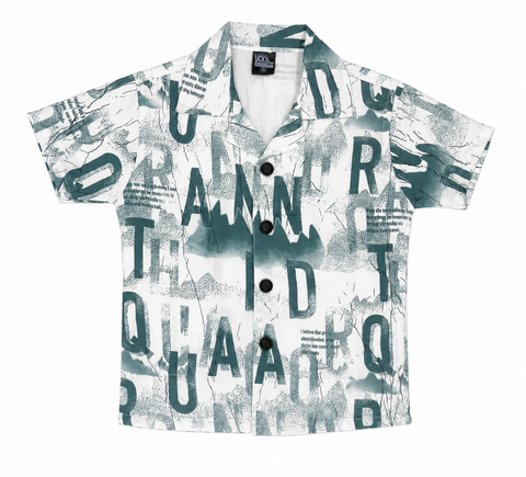 Boys Green Printed Shirt with Black Shorts – Trendy Summer Co-Ord Set