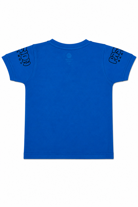 Kids Blue “Skate Boy” Graphic T-Shirt with Grey Shorts Set