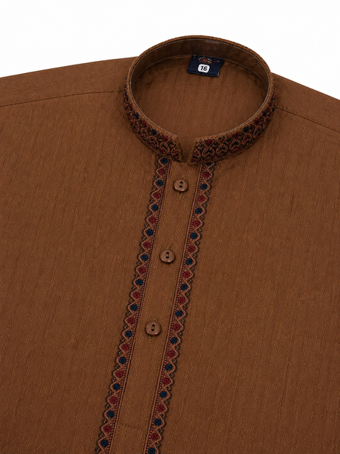 Premium Brown Kurta Pajama Set for Kids – Elegant Traditional Wear