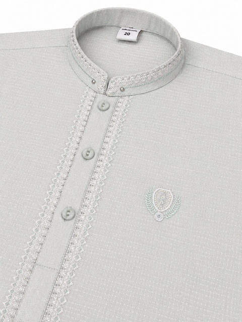 Elegant Light Grey Kurta Pajama for Kids – Classic Festive Wear