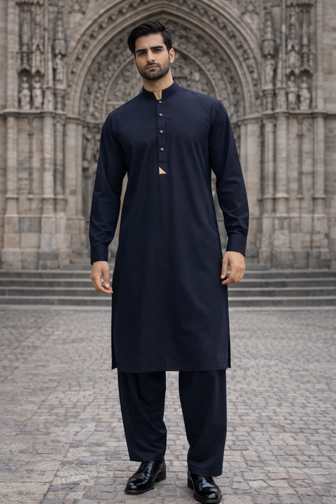 Men’s Premium Stitched Shalwar Kameez – Blue