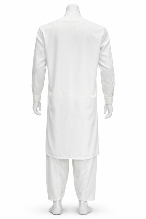 Men’s Premium Stitched Shalwar Kameez – Off White