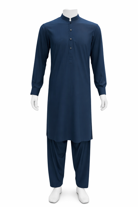 Men’s Premium Stitched Shalwar Kameez- Zinc Green