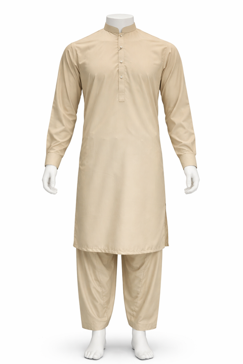 Men’s Premium Stitched Shalwar Kameez –Beige