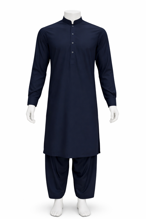 Men’s Premium Stitched Shalwar Kameez – Blue