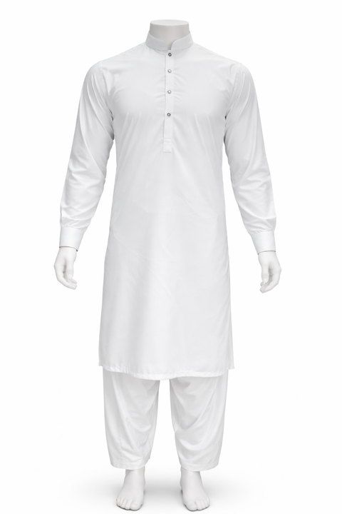 Men’s Premium Stitched Shalwar Kameez –White