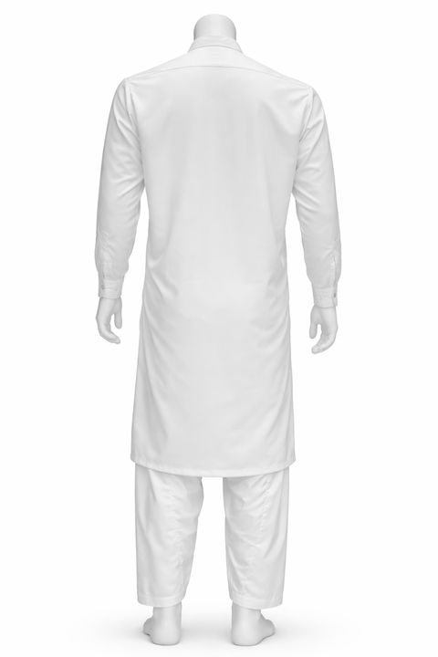 Men’s Premium Stitched Shalwar Kameez –White