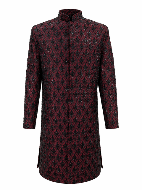 Classic Meiroon Embroidered Sherwani – Complete Groom Set
