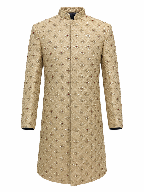 Classic Gold Embroidered Sherwani – Complete Groom Set