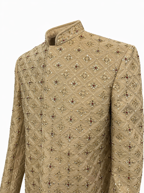 Classic Gold Embroidered Sherwani – Complete Groom Set