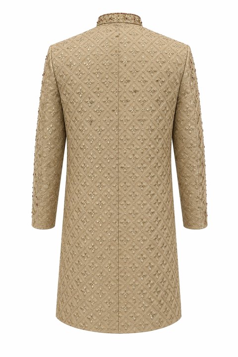 Classic Gold Embroidered Sherwani – Complete Groom Set