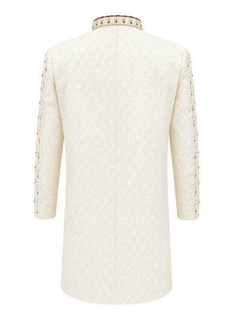 Classic White Embroidered Sherwani – Complete Groom Set