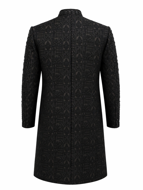 Classic Black Embroidered Sherwani – Complete Groom Set