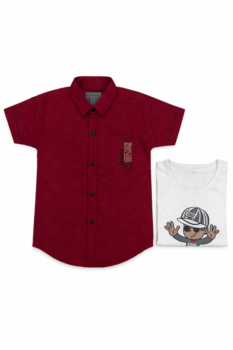 Boys Summer Outfit – Meiroon Shirt & Printed Tee Combo
